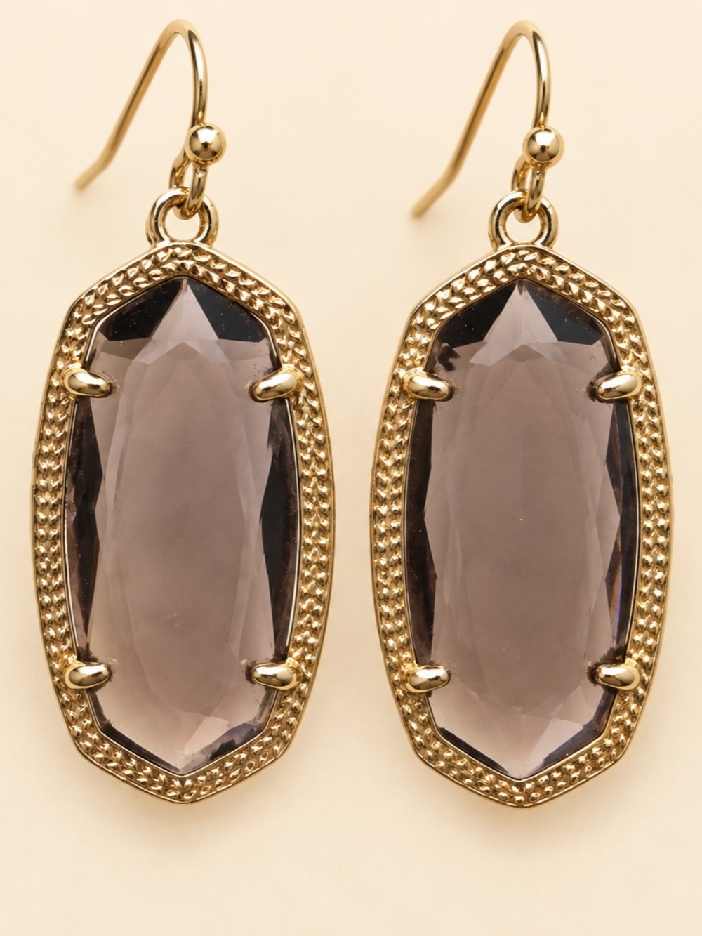 Kendra Scott Gold Frame Smoky Purple Faceted Drop Earrings
